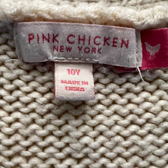 Pink Chicken Girls Holiday Sweater Cardigan Size 10Y Festive Holly Winter - Picture 5 of 6